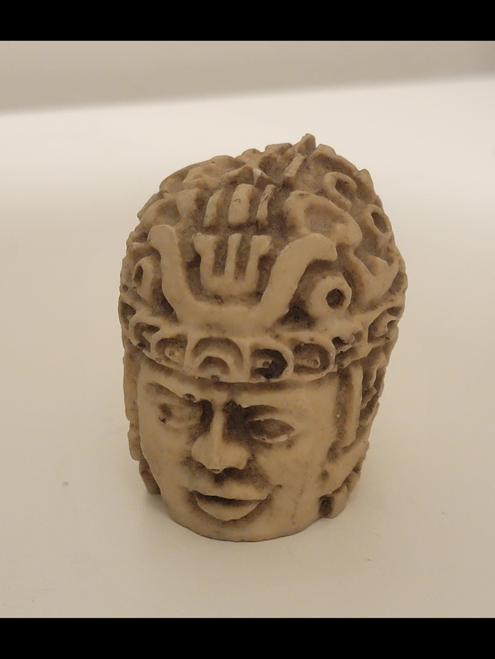 Rare Carved Stone-Look Decorative Head Sculpture - Antique Ivory